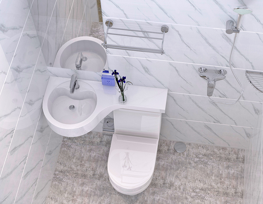 Banheiro modular integrado para lares de idosos