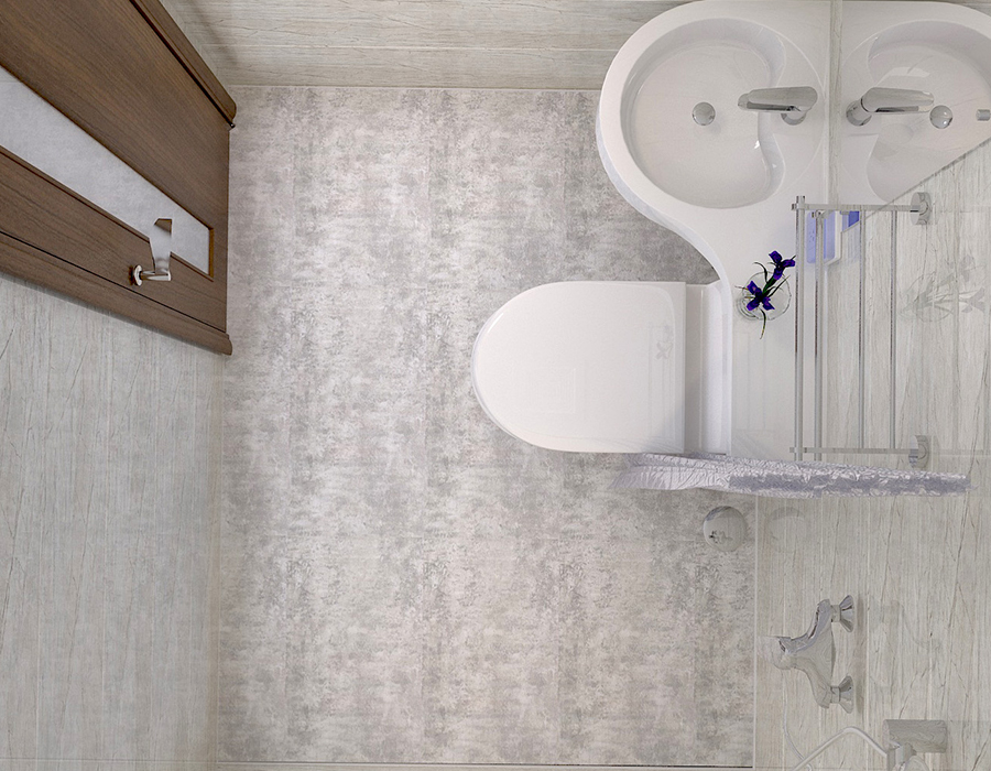 Banheiro modular integrado para lares de idosos