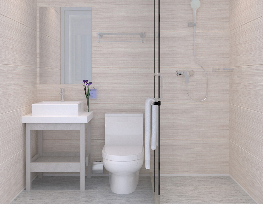Banheiro modular com construção de painel completo para instalação rápida