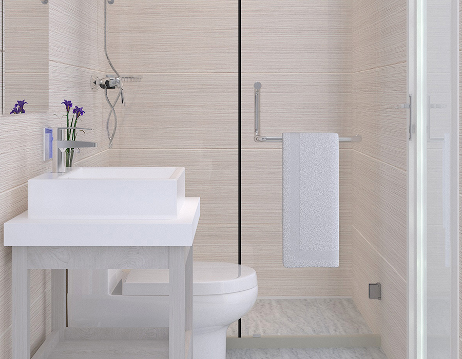 Banheiro modular com construção de painel completo para instalação rápida