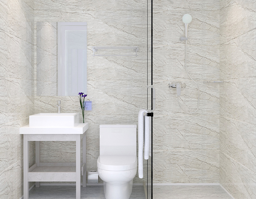 Banheiro modular com construção de painel completo para instalação rápida