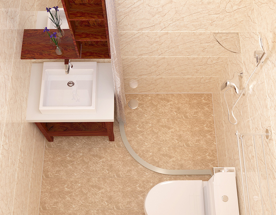 Banheiro modular de instalação rápida com painéis internos de fibra de resina PEC
